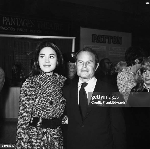 Film producer Richard Darryl Zanuck and his wife, actress Linda Harrison attend the premiere of 'Patton' at Pantages Theatre, Hollywood, 18th...