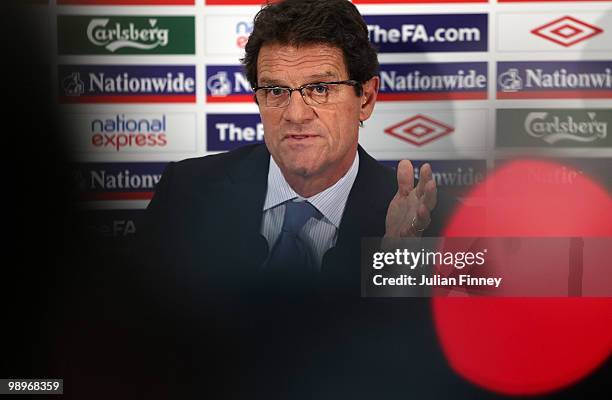 England coach Fabio Capello announces the England 2010 World Cup Squad at Wembley Stadium on May 11, 2010 in London, England.