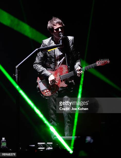 Singer Matthew James Bellamy of the band Muse performs in concert at Madison Square Garden on March 5, 2010 in New York City.
