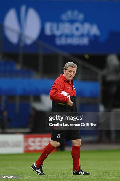Head coach Roy Hodgson looks on during the Fulham training session ahead of the UEFA Europa League final match against Atletico Madrid at HSH...