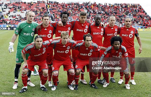 Starting lineup for Toronto FC before playing the Chicago Fire during a MLS game at BMO Field May 8, 2010 in Toronto, Ontario, Canada. Back Row:...