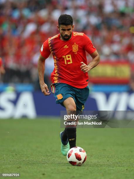 Diego Costa of Spain controls the ball during the 2018 FIFA World Cup Russia Round of 16 match between Spain and Russia at Luzhniki Stadium on July...