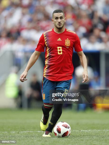 Koke of Spain during the 2018 FIFA World Cup Russia round of 16 match between Spain and Russia at the Luzhniki Stadium on July 01, 2018 in Moscow,...