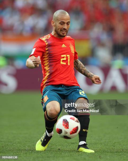 David Silva of Spain controls the ball during the 2018 FIFA World Cup Russia Round of 16 match between Spain and Russia at Luzhniki Stadium on July...