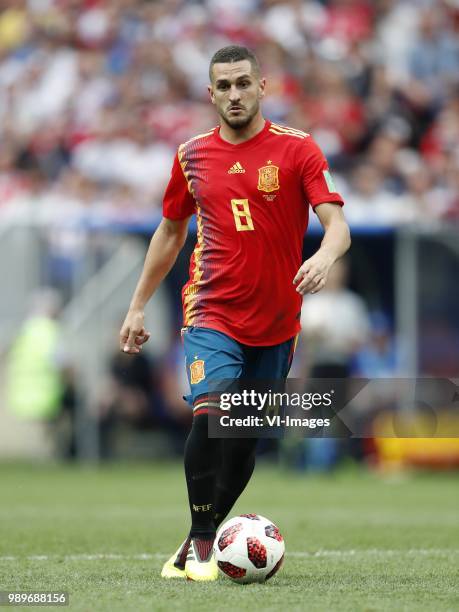 Koke of Spain during the 2018 FIFA World Cup Russia round of 16 match between Spain and Russia at the Luzhniki Stadium on July 01, 2018 in Moscow,...