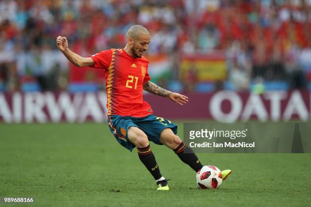 David Silva of Spain controls the ball during the 2018 FIFA World Cup Russia Round of 16 match between Spain and Russia at Luzhniki Stadium on July...