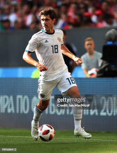 Yuri Zhirkov of Russia is seen during the 2018 FIFA World Cup Russia Round of 16 match between Spain and Russia at Luzhniki Stadium on July 1, 2018...