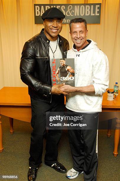 Actor/hip hop artist L.L. Cool J and David "Scooter" Honig pose before signing copies of "Platinum 360 Diet and Lifestyle" at Barnes & Noble 5th...