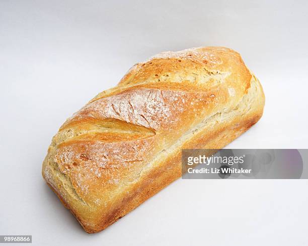 fresh handmade white bread loaf - liz white stock pictures, royalty-free photos & images
