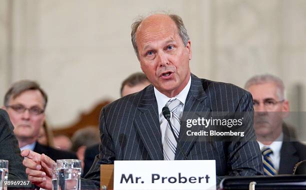 Tim Probert, president of global business lines and chief health, safety and environmental officer with Halliburton Co., speaks during a Senate...