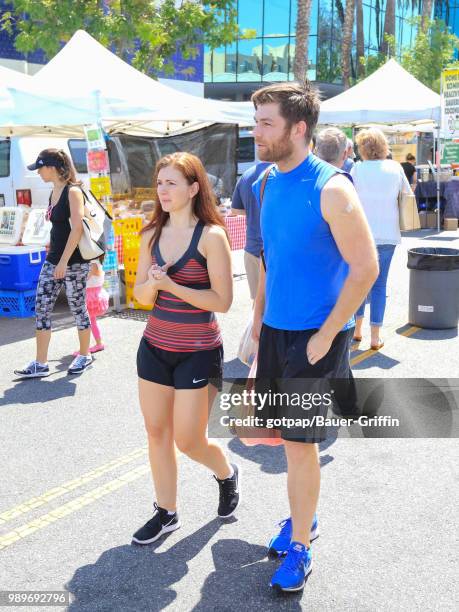Liam McIntyre and Erin Hasan are seen on July 01, 2018 in Los Angeles, California.