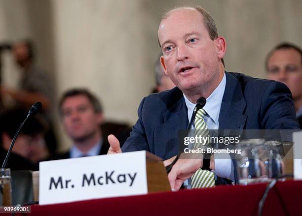 Lamar McKay, president and chairman of BP America Inc., speaks during a Senate Energy and Natural Resources Committee hearing on offshore oil and gas...