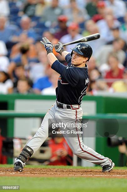 Nate McLouth of the Atlanta Braves bats against the Washington Nationals at Nationals Park on May 4, 2010 in Washington, DC.