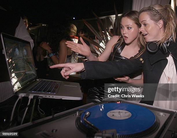 Actresses Devin Aoki and Taryn Manning attend a party for "Haute & Bothered" Season 2 hosted by LG Mobile at the Thompson Hotel on May 10, 2010 in...