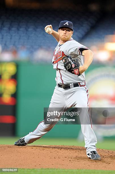 Tommy Hanson of the Atlanta Braves pitches against the Washington Nationals at Nationals Park on May 5, 2010 in Washington, DC.