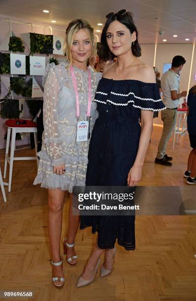 Laura Whitmore and Lilah Parsons attend the evian Live Young Suite at The Championship at Wimbledon on July 2, 2018 in London, England.