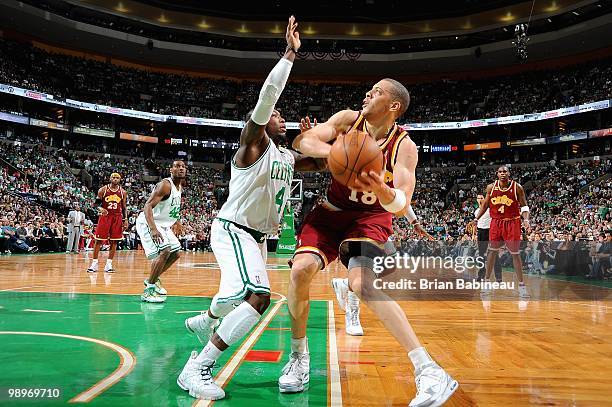 Anthony Parker of the Cleveland Cavaliers looks to shoot over Nate Robinson of the Boston Celtics in Game Three of the Eastern Conference Semifinals...