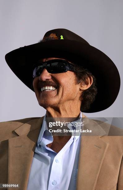 Richard Petty speaks to the crowd during the NASCAR Hall of Fame Grand Opening at the NASCAR Hall of Fame on May 11, 2010 in Charlotte, North...