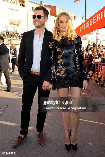 Actors Joshua Jackson and Diane Kruger attend the Chanel Cruise Collection Presentation on May 11, 2010 in Saint-Tropez, France.