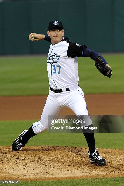 Pitcher Stephen Strasburg of the Syracuse Chiefs throws a pitch against the Gwinnett Braves in his AAA minor league debut during a game on May 7,...