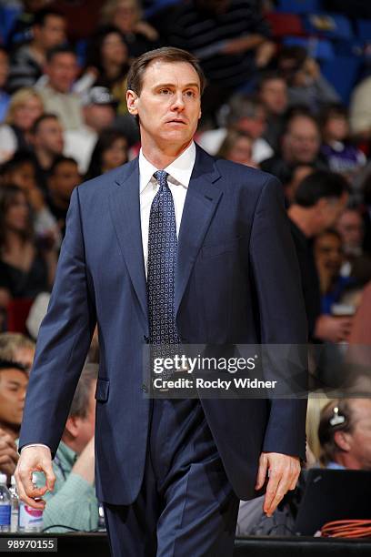 Head coach Rick Carlisle of the Dallas Mavericks looks on during the game against the Sacramento Kings at Arco Arena on April 10, 2010 in Sacramento,...