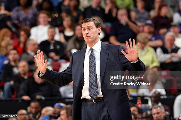 Head coach Rick Carlisle of the Dallas Mavericks looks on during the game against the Sacramento Kings at Arco Arena on April 10, 2010 in Sacramento,...