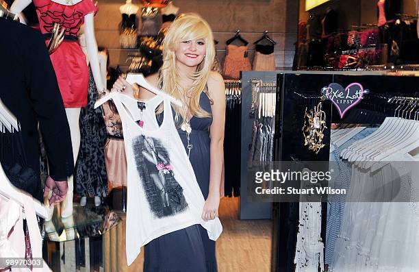 Pixie Lott attends photocall to launch the Pixie Collection for Lipsy at Selfridges on May 11, 2010 in London, England.