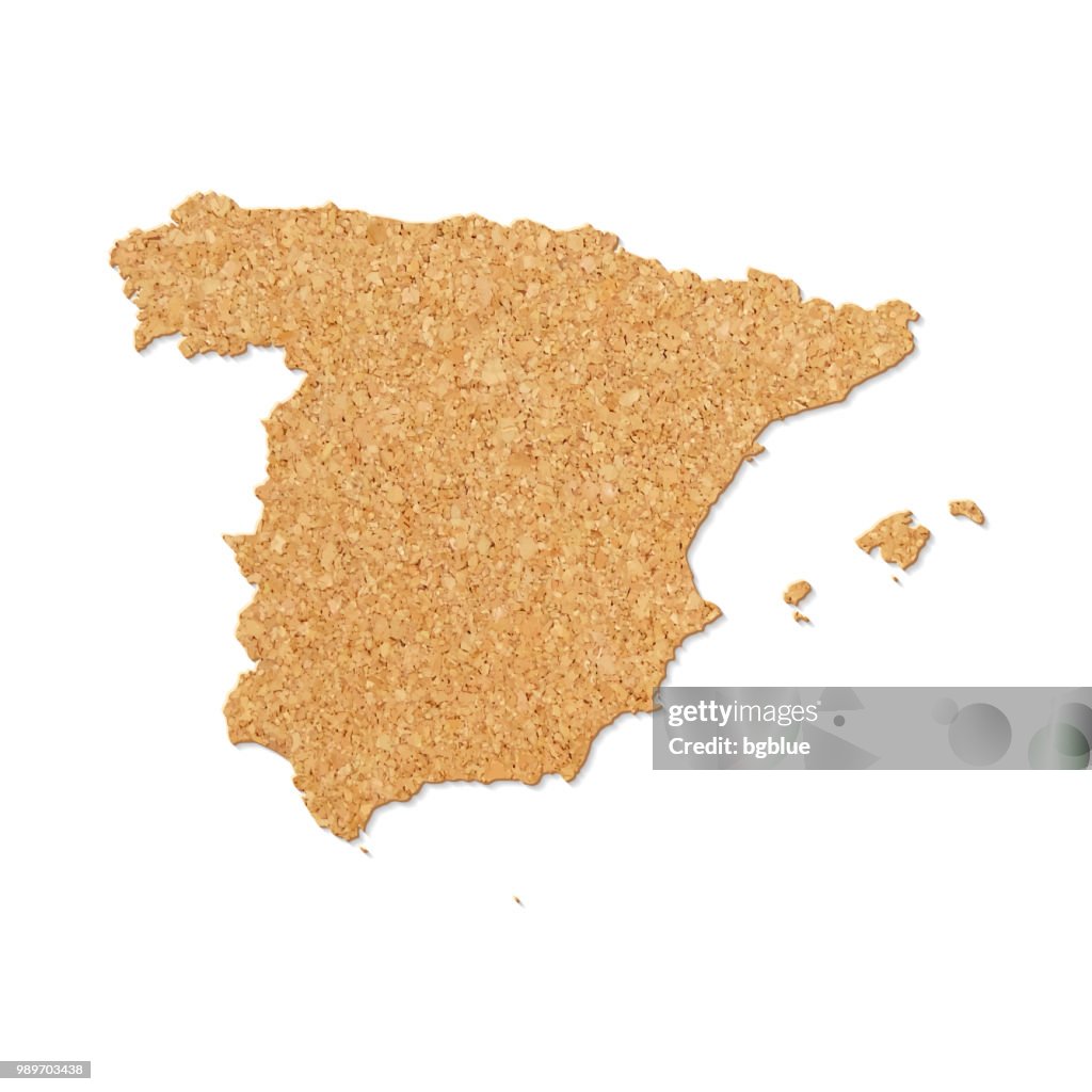 Spain Map In Cork Board Texture On White Background High-Res Vector ...