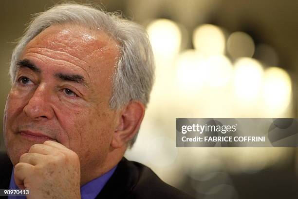 International Monetary Fund Managing-Director Dominique Strauss-Kahn attends a press conference closing a conference on monetary reform on May 11,...