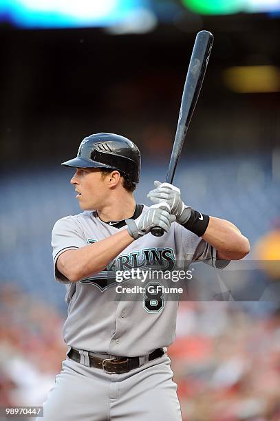 Chris Coghlan of the Florida Marlins bats against the Washington Nationals at Nationals Park on May 7, 2010 in Washington, DC.