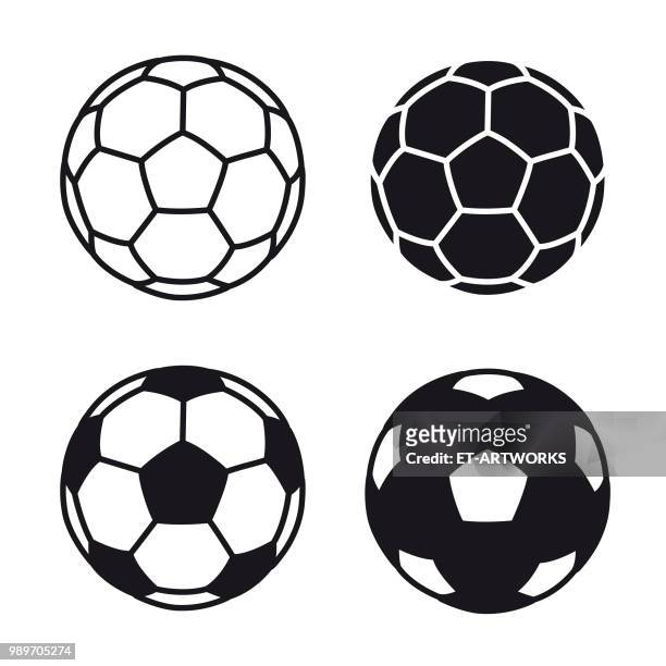 vector soccer ball icon on white backgrounds - pentagram stock illustrations