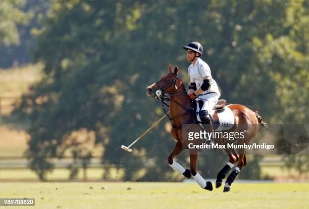 Prince Harry, Duke of Sussex takes part in the Audi Polo Challenge at Coworth Park Polo Club on June 30, 2018 in Ascot, England.