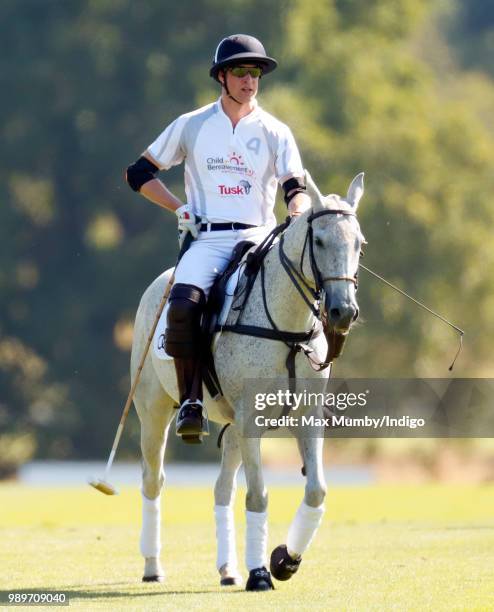 Prince William, Duke of Cambridge takes part in the Audi Polo Challenge at Coworth Park Polo Club on June 30, 2018 in Ascot, England.