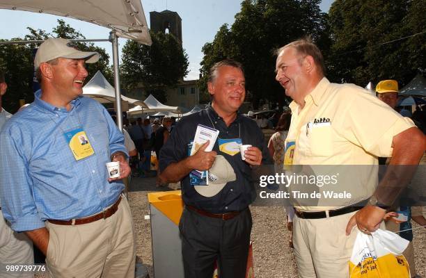 Tdf 2002, Stage 14, De Clercq Jan, Pdg Domo, President Domo, Minister Ministre Dewaele Patrick, Braeckevelt Joseph, Tour De France, Ronde Van...