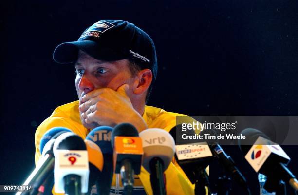 Tdf 2002, Time Trial, Stage 19, Armstrong Lance, Maillotjaune, Gele Trui, Yellow Jersey, Credit Lyonnais, Press Conference, Conference De Presse,...