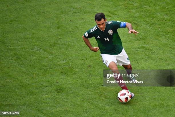 Rafael Marquez of Mexico runs with the ball during the 2018 FIFA World Cup Russia Round of 16 match between Brazil and Mexico at Samara Arena on July...