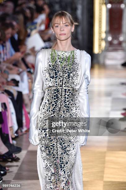 Jaime King walks the runway during the Schiaparelli Haute Couture Fall Winter 2018/2019 show as part of Paris Fashion Week on July 2, 2018 in Paris,...