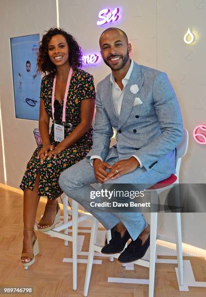 Rochelle Humes and Marvin Humes attend the evian Live Young Suite at The Championship at Wimbledon on July 2, 2018 in London, England.