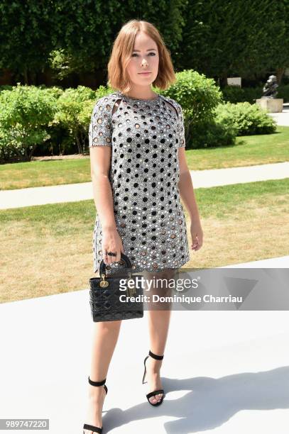 Tanya Burr attends the Christian Dior Couture Haute Couture Fall/Winter 2018-2019 show as part of Haute Couture Paris Fashion Week on July 2, 2018 in...