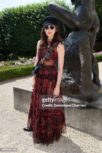 Araya Hargate attends the Christian Dior Couture Haute Couture Fall/Winter 2018-2019 show as part of Haute Couture Paris Fashion Week on July 2, 2018...