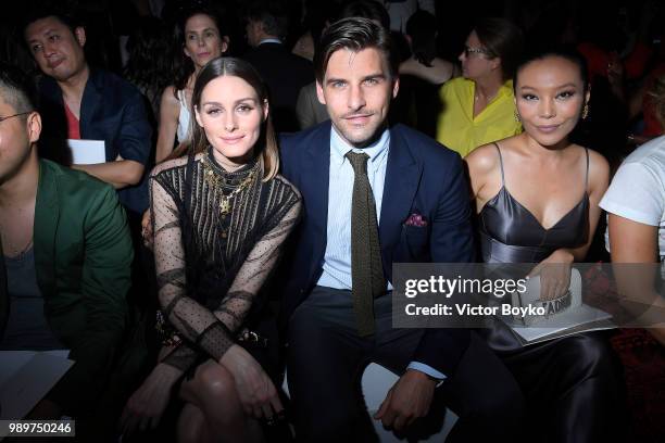 Olivia Palermo and Johannes Huebl attend the Christian Dior Haute Couture Fall Winter 2018/2019 show as part of Paris Fashion Week on July 2, 2018 in...