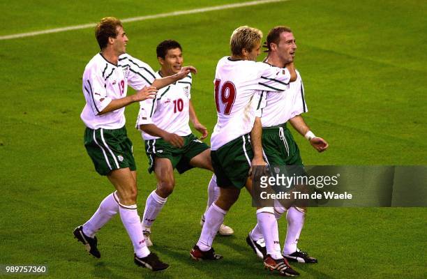 Belgium - Bulgary/ Qual.Euro 2004, But, Goal, Iankovich Zoran, Joie, Vreugde, Celebration, Peev Georgi, Balakov Krasimir, Petrov Martin, Red Devils,...