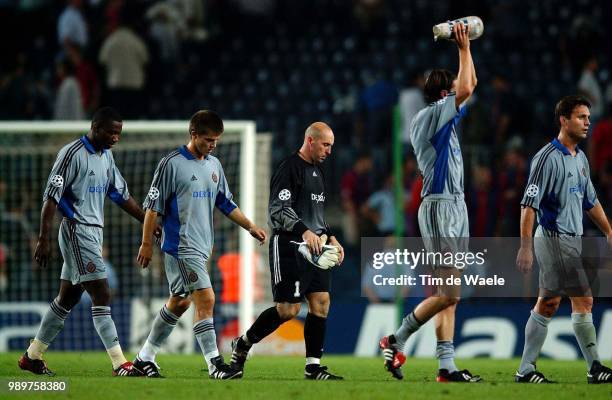 Fc Barcelona - Cl Brugge /Champions League Deception, Teleurstelling, Mendoza, Stoica Alin, Verlinden Danny, Martens Sandy, Lesnjak Milan, Uefa,...