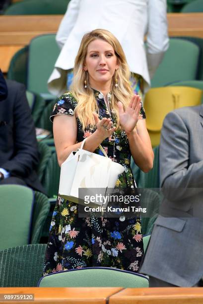 Ellie Goulding in the royal box as she attends day one of the Wimbledon Tennis Championships at the All England Lawn Tennis and Croquet Club on July...