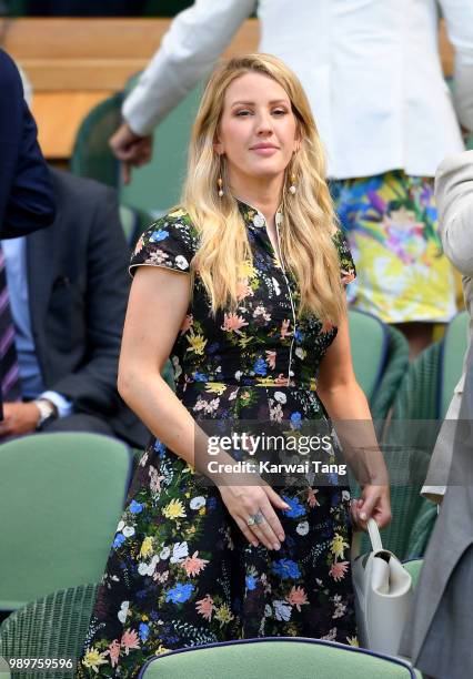 Ellie Goulding in the royal box as she attends day one of the Wimbledon Tennis Championships at the All England Lawn Tennis and Croquet Club on July...