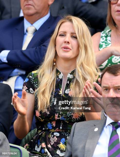 Ellie Goulding in the royal box as she attends day one of the Wimbledon Tennis Championships at the All England Lawn Tennis and Croquet Club on July...