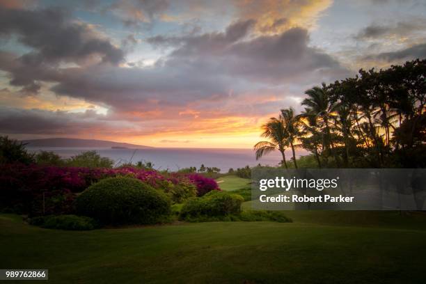 wailea sunset - wailea foto e immagini stock