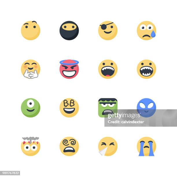 cute emoticons set - crying hug stock illustrations