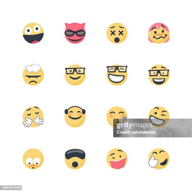 cute emoticons set - awkward silence stock illustrations