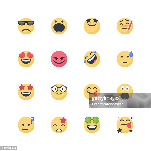 cute emoticons set - human tongue stock illustrations